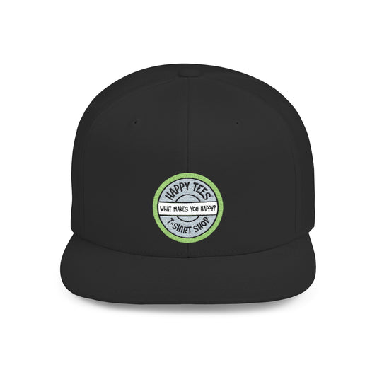 Happy Tees® Flat Bill Cap (Circular Logo T-Shirt Shop, Embroidery) - HAPPY TEES® BRAND