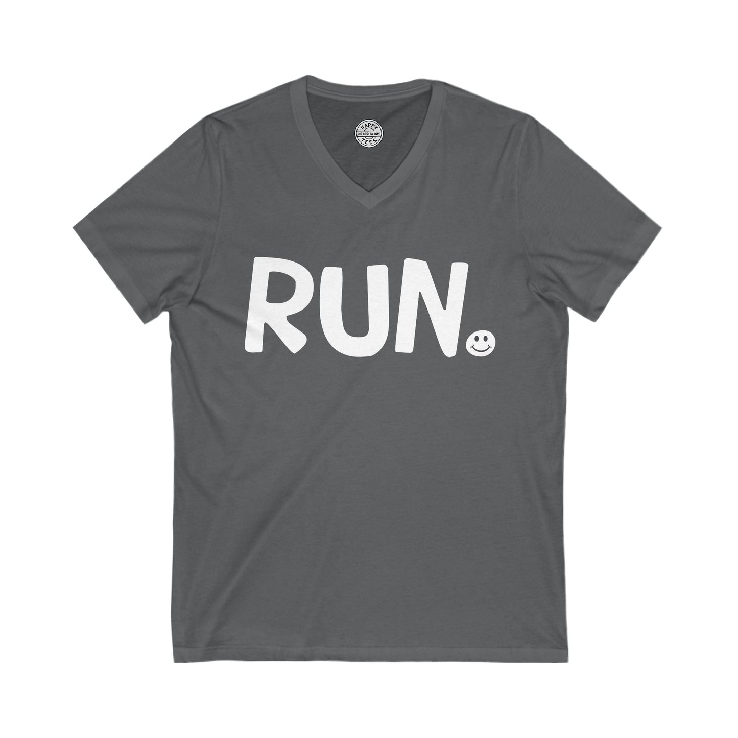 RUN Happy Tee (V-Neck)  V-neck Asphalt / 2XL HAPPY TEES® BRAND