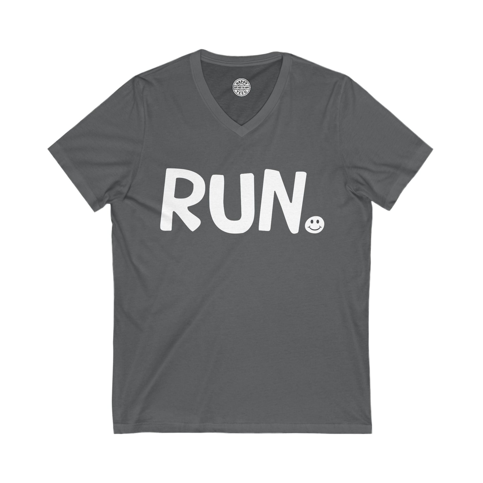 RUN Happy Tee (V-Neck)  V-neck Asphalt / 2XL HAPPY TEES® BRAND