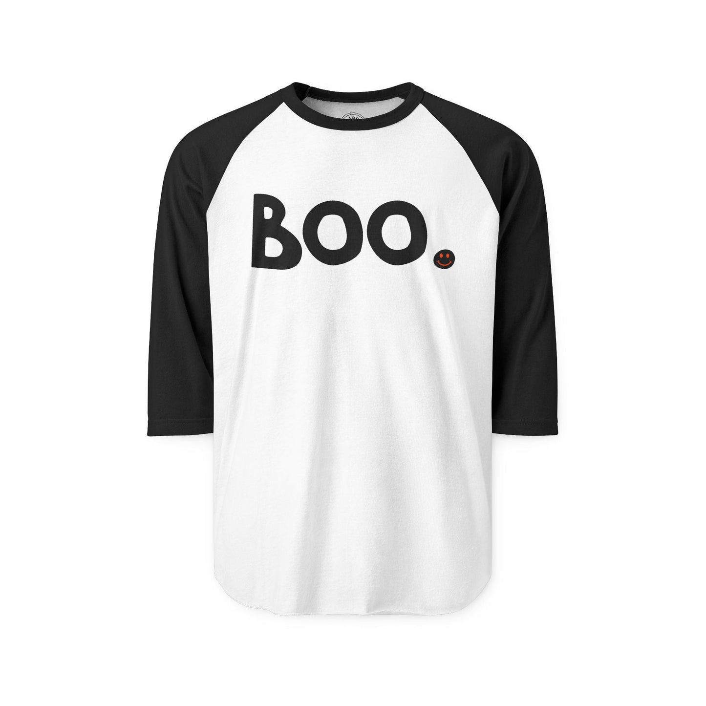 BOO Happy Tee (Long Sleeve Raglan)  Long-sleeve 2XL / White/Black HAPPY TEES® BRAND