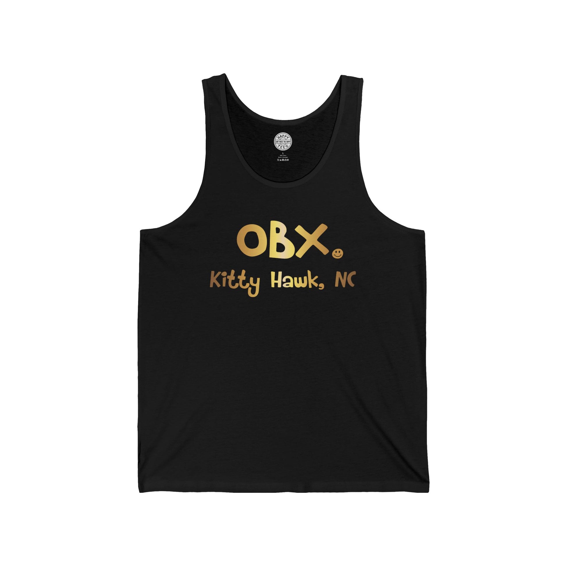 OBX Happy Tee (Tank Top, Gold)  Tank Top  HAPPY TEES® BRAND