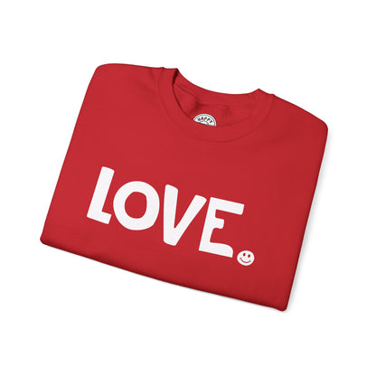 LOVE Happy Tee (Red Sweatshirt with white graphic)