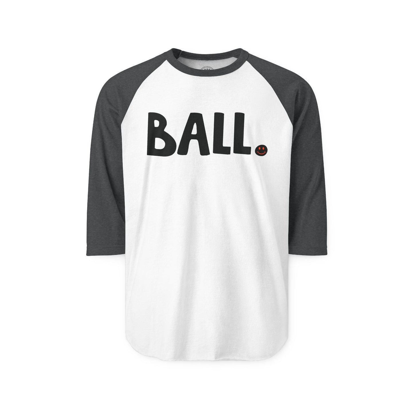 BALL Happy Tee (Long Sleeve Raglan)  Long-sleeve 2XL / White/Heather Charcoal HAPPY TEES® BRAND