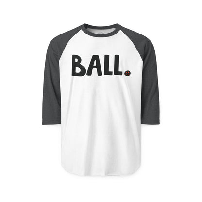 BALL Happy Tee (Long Sleeve Raglan)  Long-sleeve 2XL / White/Heather Charcoal HAPPY TEES® BRAND