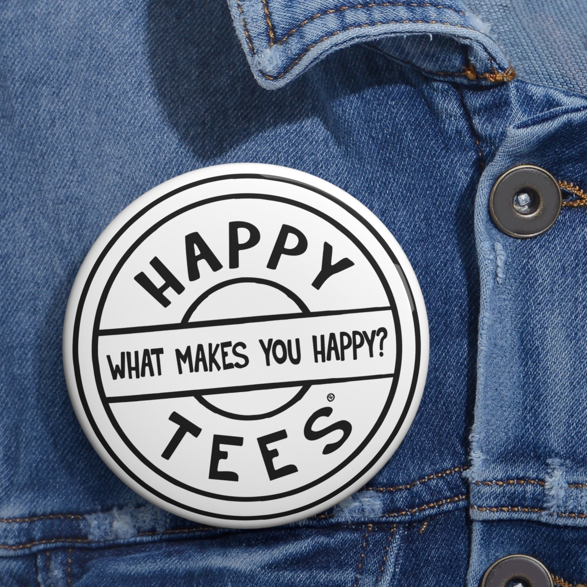 Happy Tees® Pin Buttons (black and white)  Accessories  HAPPY TEES® BRAND