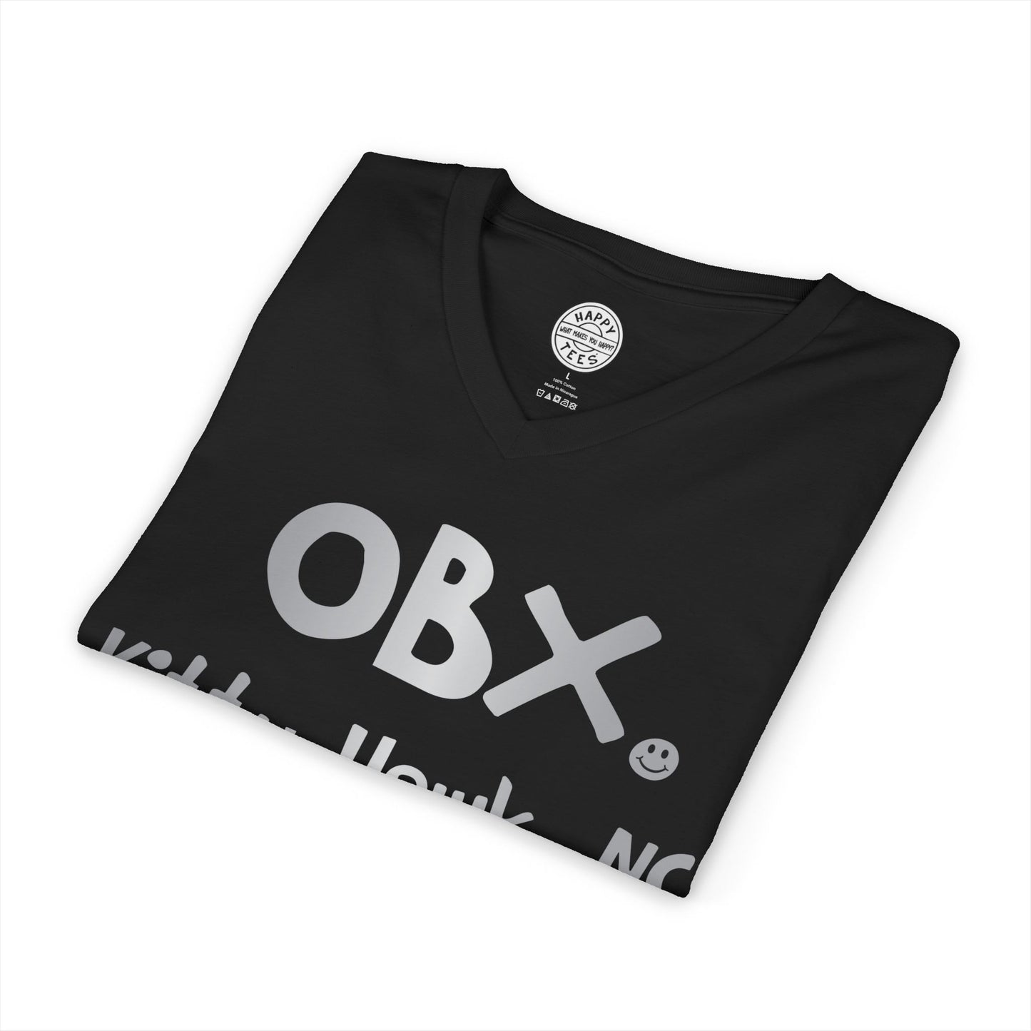 OBX Happy Tee (V-Neck, Silver)
