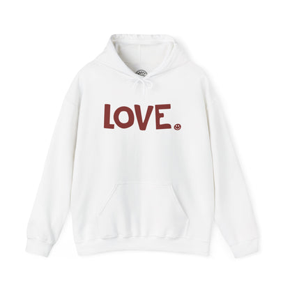 LOVE Happy Tee (White Hoodie with red graphic)  Hoodie  HAPPY TEES® BRAND