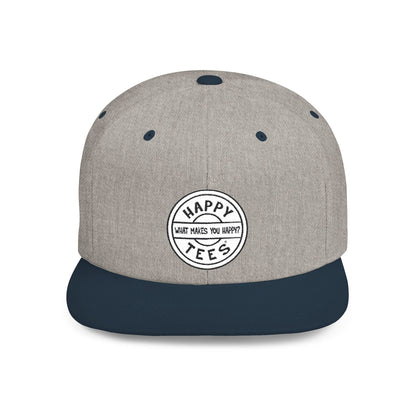 Happy Tees® Flat Bill Cap (Embroidery)  Hats One size / Heather Grey/Navy HAPPY TEES® BRAND