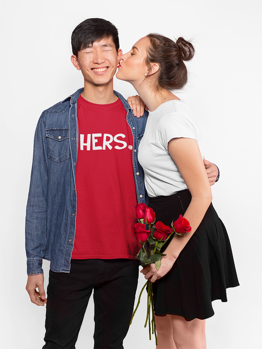 HERS Happy Tee (Red tee with white graphic) Printify