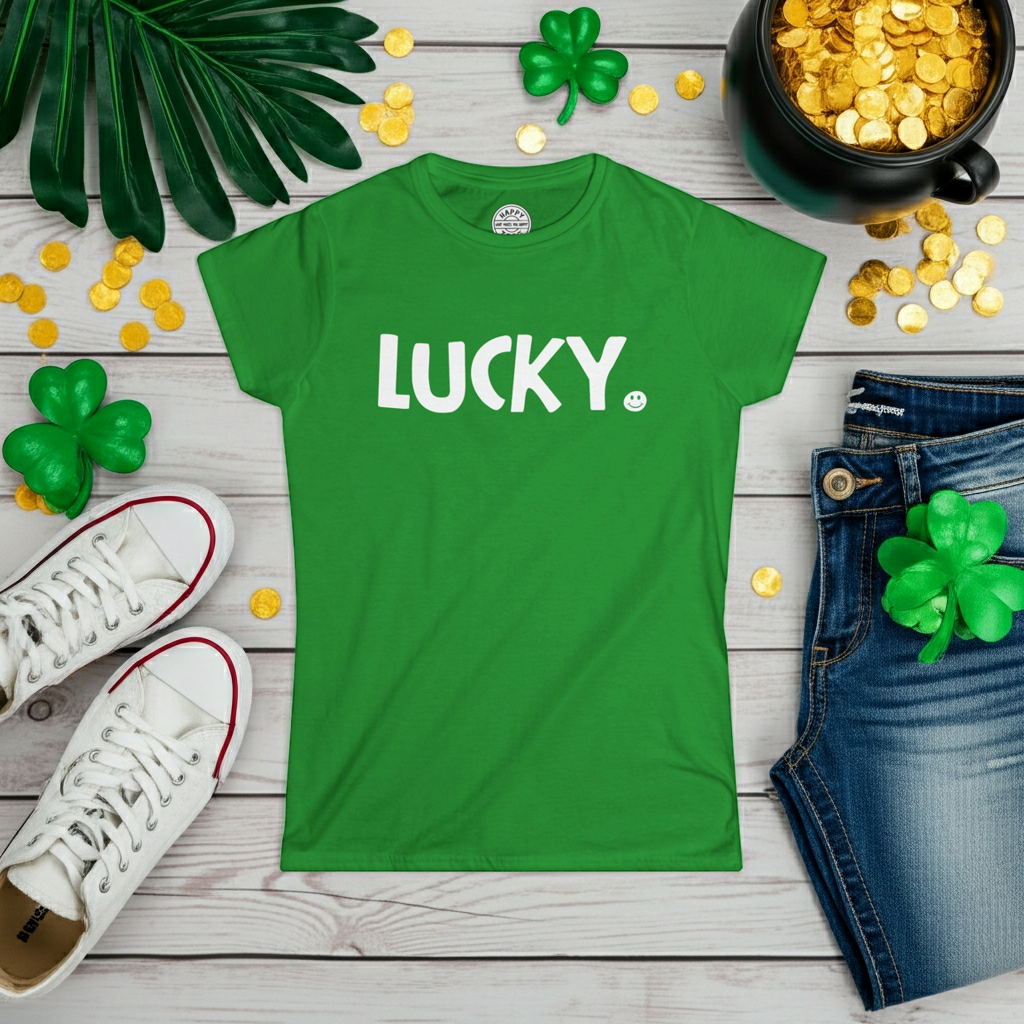 LUCKY Happy Tee (Women's Tee)  T-Shirt  HAPPY TEES® BRAND