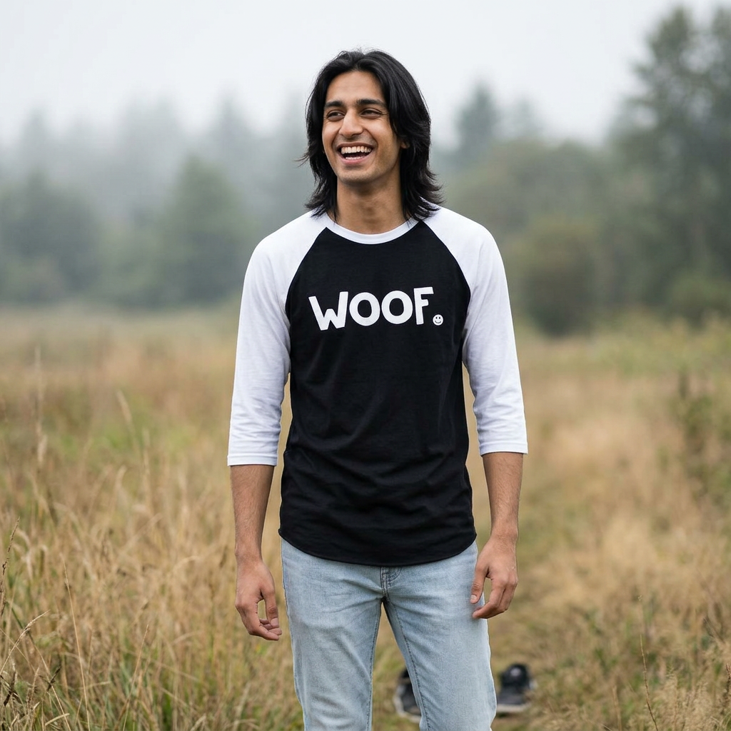 WOOF Happy Tee (Long Sleeve Raglan)  Long-sleeve  HAPPY TEES® BRAND