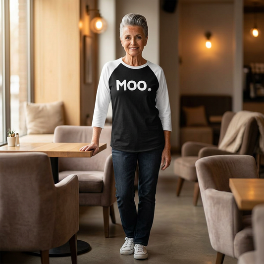 MOO Happy Tee (Long Sleeve Raglan)  Long-sleeve  HAPPY TEES® BRAND