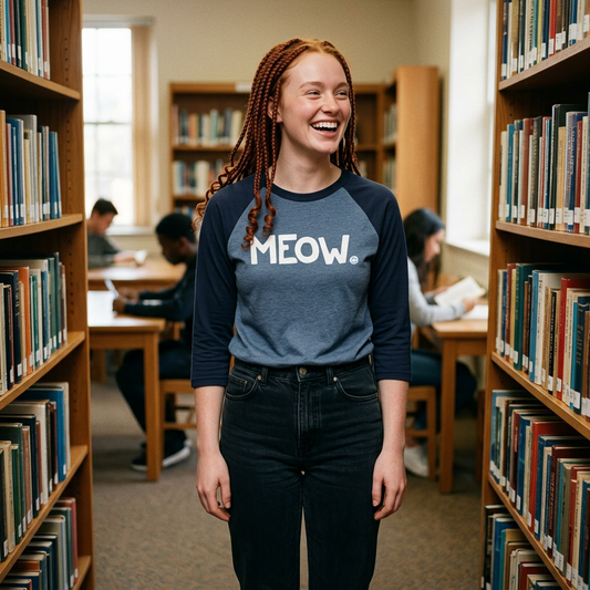 MEOW Happy Tee (Long Sleeve Raglan)  Long-sleeve  HAPPY TEES® BRAND