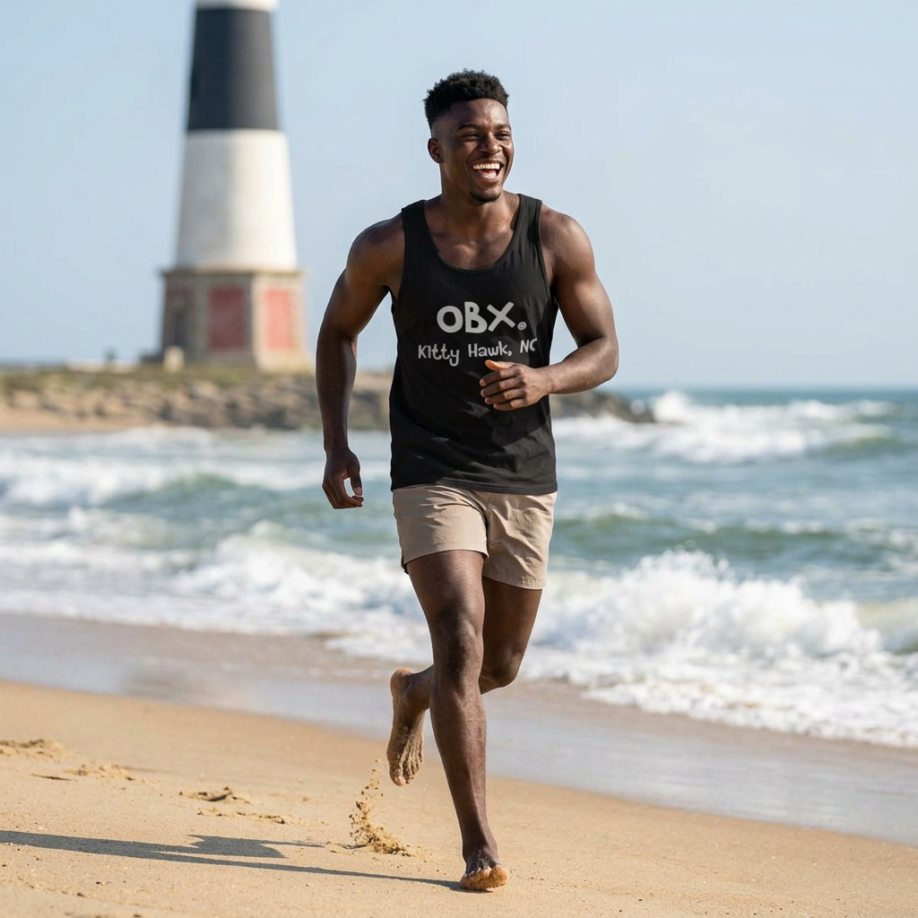 OBX Happy Tee (Tank Top, Silver)  Tank Top  HAPPY TEES® BRAND