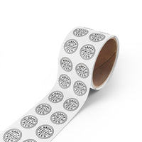 Happy Tees® Round Stickers (black and white, rolls of 50, 100, 250) Printify