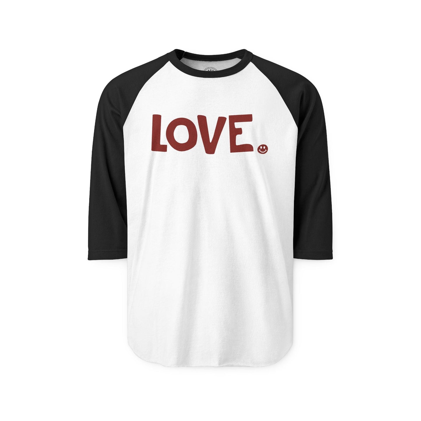 LOVE Happy Tee (Long Sleeve Raglan with red graphic)  Long-sleeve  HAPPY TEES® BRAND