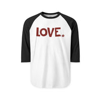 LOVE Happy Tee (Long Sleeve Raglan with red graphic)  Long-sleeve  HAPPY TEES® BRAND