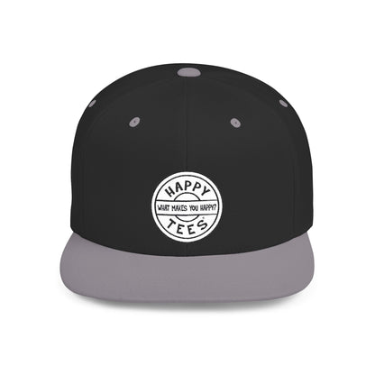Happy Tees® Flat Bill Cap (Embroidery)  Hats One size / Black/Silver HAPPY TEES® BRAND