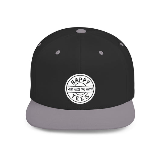 Happy Tees® Flat Bill Cap (Embroidery)  Hats One size / Black/Silver HAPPY TEES® BRAND