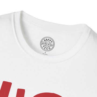 HIS Happy Tee (White tee with red graphic) Printify