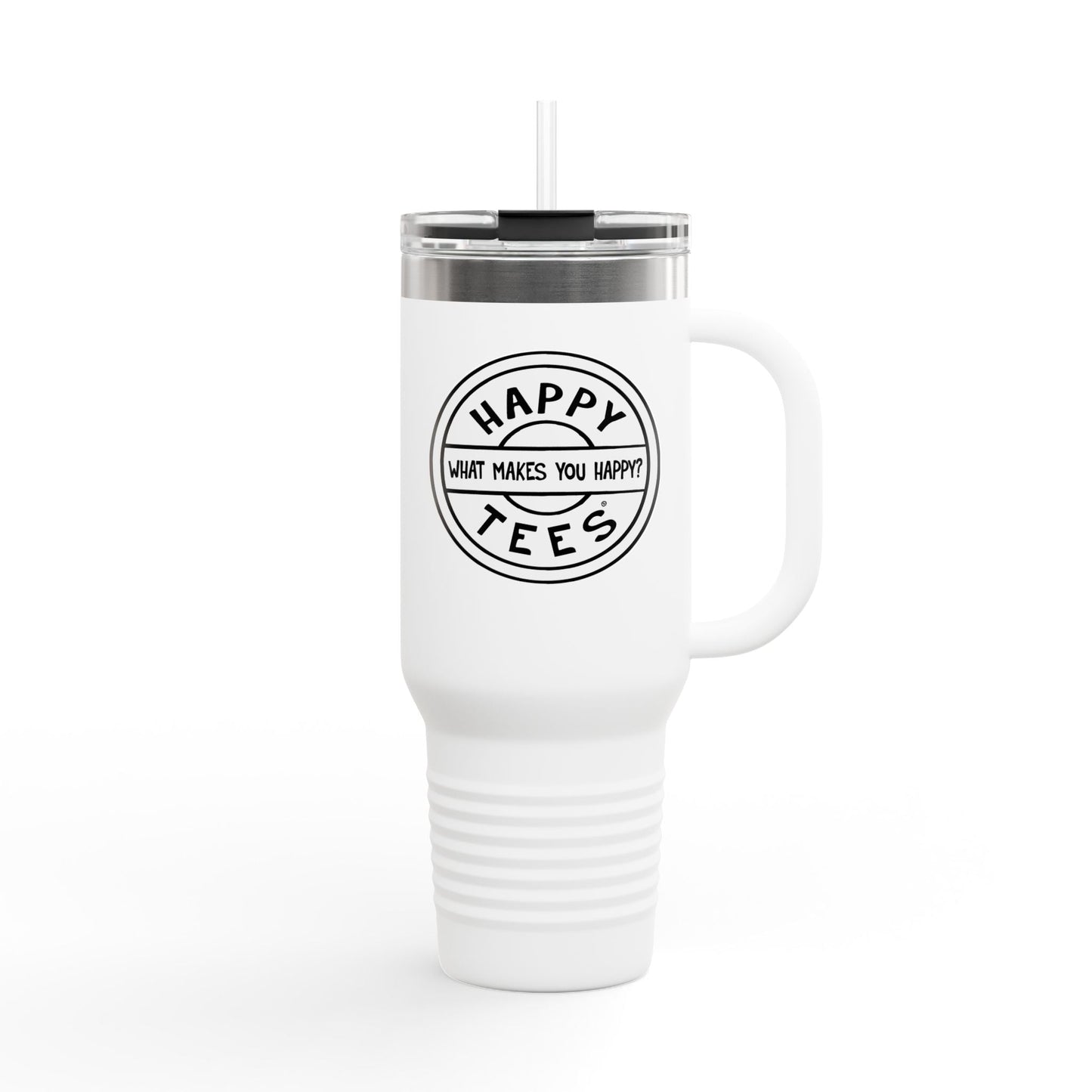 Happy Tees® Tumbler (black and white) Printify