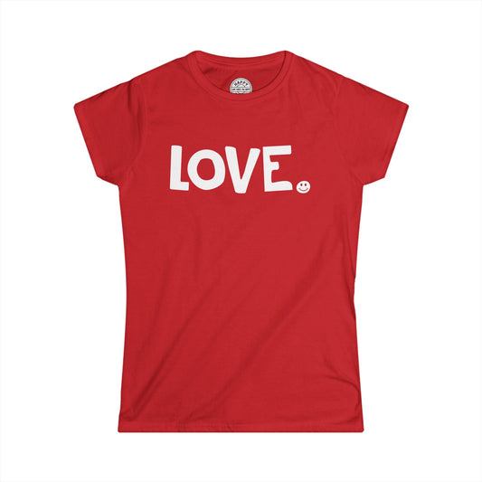 LOVE Happy Tee (Women's Red Tee with white graphic)  T-Shirt  HAPPY TEES® BRAND