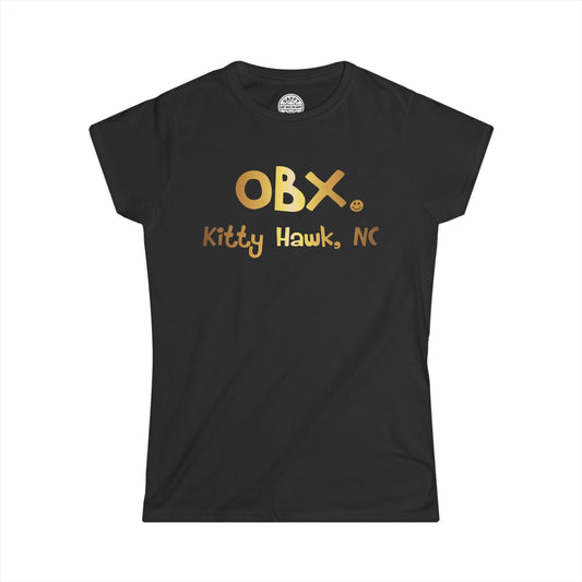 OBX Happy Tee (Women's Tee, Gold)  T-Shirt  HAPPY TEES® BRAND