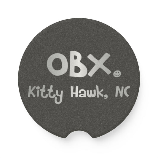 OBX Happy Tee (Car Coaster, Silver)  Home Decor 2.6'' × 2.6" / 1pc HAPPY TEES® BRAND