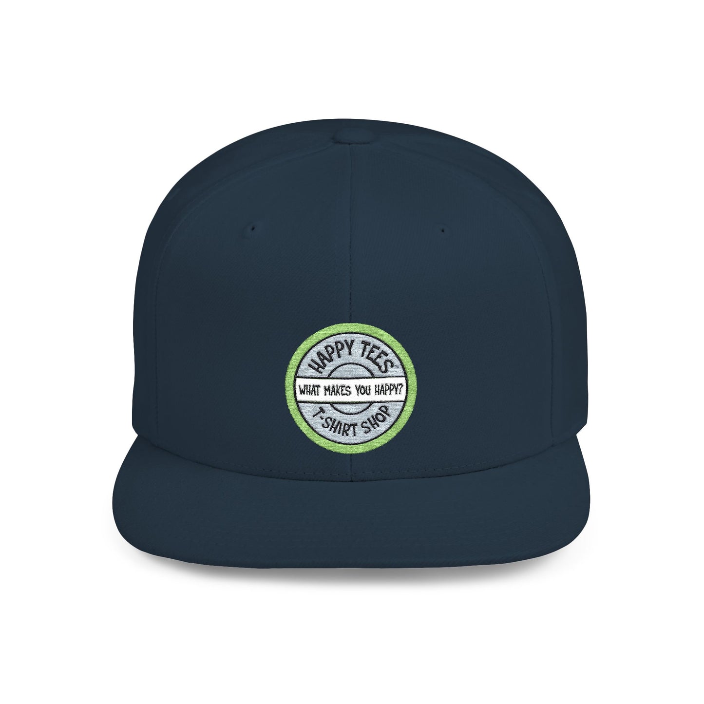 Happy Tees® Flat Bill Cap (Circular Logo T-Shirt Shop, Embroidery) - HAPPY TEES® BRAND