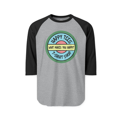 Happy Tees® T-Shirt (Long Sleeve Raglan with circular front logo)