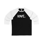 LOVE Happy Tee (Long Sleeve Baseball Tee with white graphic)  Long-sleeve  HAPPY TEES® BRAND