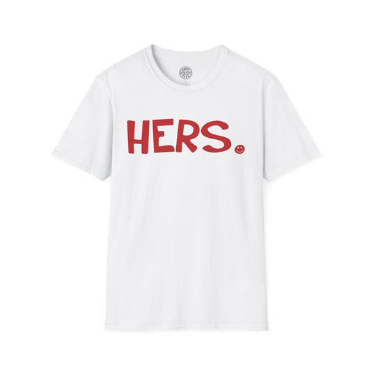 HERS Happy Tee (White tee with red graphic) Printify