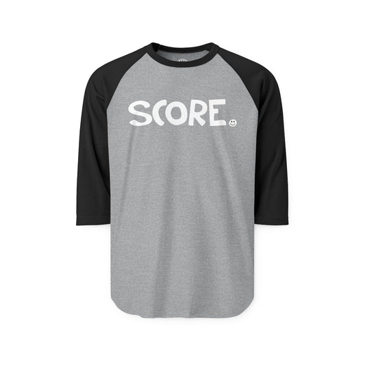 SCORE Happy Tee (Long Sleeve Raglan)  Long-sleeve 2XL / Heather Grey/Black HAPPY TEES® BRAND