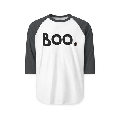 BOO Happy Tee (Long Sleeve Raglan)  Long-sleeve 2XL / White/Heather Charcoal HAPPY TEES® BRAND
