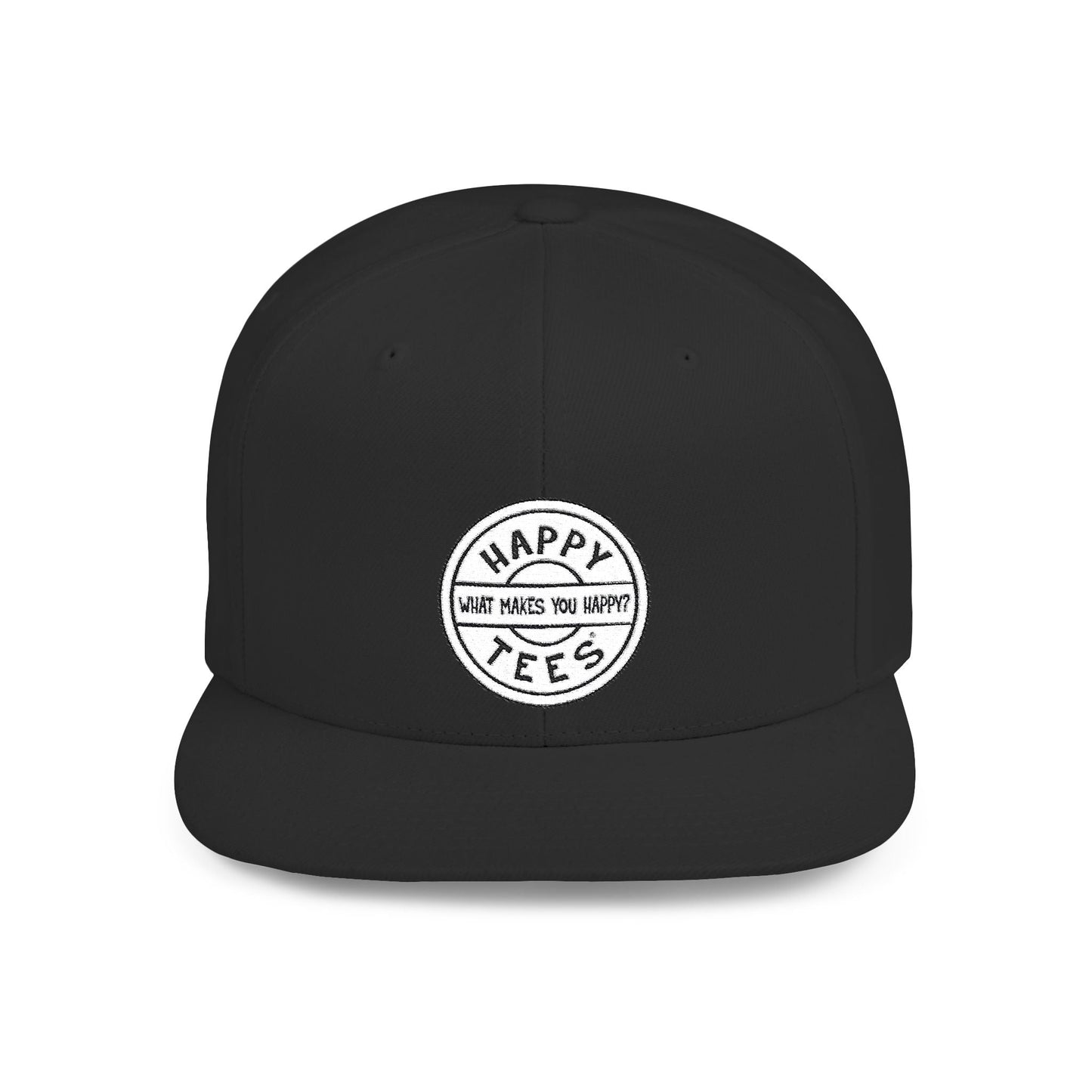 Happy Tees® Flat Bill Cap (Embroidery)  Hats One size / Black HAPPY TEES® BRAND