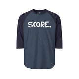 SCORE Happy Tee (Long Sleeve Raglan)  Long-sleeve 2XL / Heather Denim/Navy HAPPY TEES® BRAND