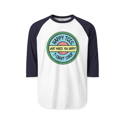 Happy Tees® T-Shirt (Long Sleeve Raglan with circular front logo)