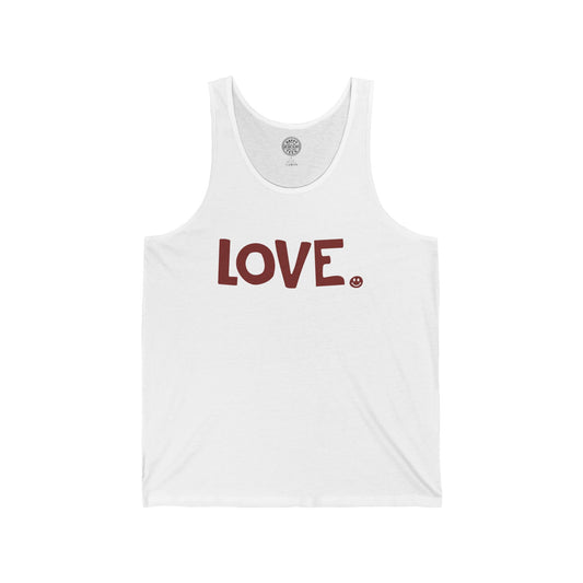 LOVE Happy Tee (White Tank Top with red graphic)  Tank Top  HAPPY TEES® BRAND