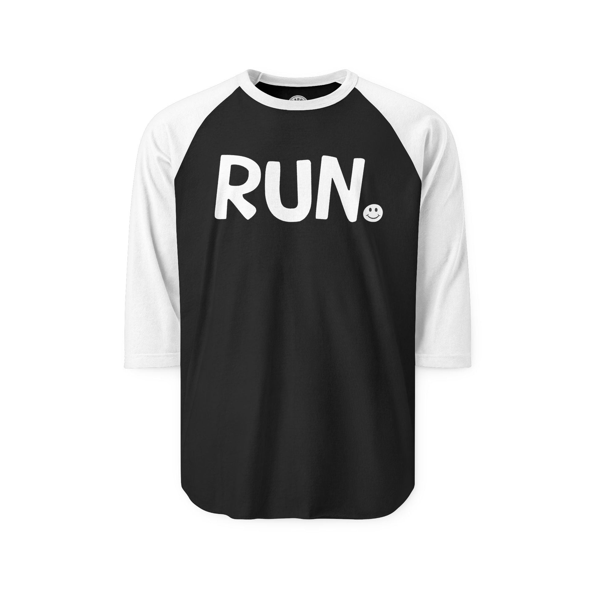 RUN Happy Tee (Long Sleeve Raglan)  Long-sleeve 2XL / Black/White HAPPY TEES® BRAND