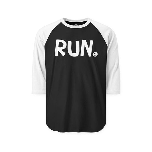 RUN Happy Tee (Long Sleeve Raglan)  Long-sleeve 2XL / Black/White HAPPY TEES® BRAND