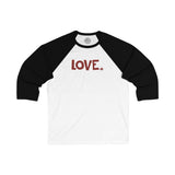 LOVE Happy Tee (Long Sleeve Baseball Tee with red graphic)  Long-sleeve  HAPPY TEES® BRAND