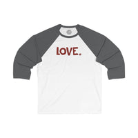 LOVE Happy Tee (Long Sleeve Baseball Tee with red graphic)  Long-sleeve  HAPPY TEES® BRAND