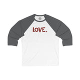 LOVE Happy Tee (Long Sleeve Baseball Tee with red graphic)  Long-sleeve  HAPPY TEES® BRAND