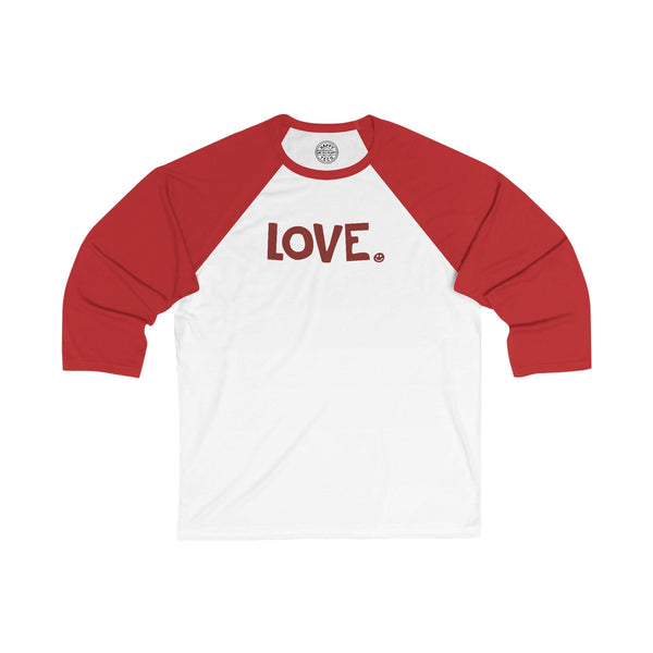 LOVE Happy Tee (Long Sleeve Baseball Tee with red graphic)  Long-sleeve White/Red / L HAPPY TEES® BRAND