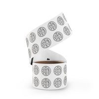 Happy Tees® Round Stickers (black and white, rolls of 50, 100, 250) Printify
