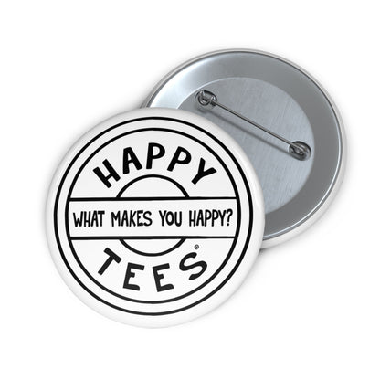 Happy Tees® Pin Buttons (black and white)  Accessories 2.25" HAPPY TEES® BRAND