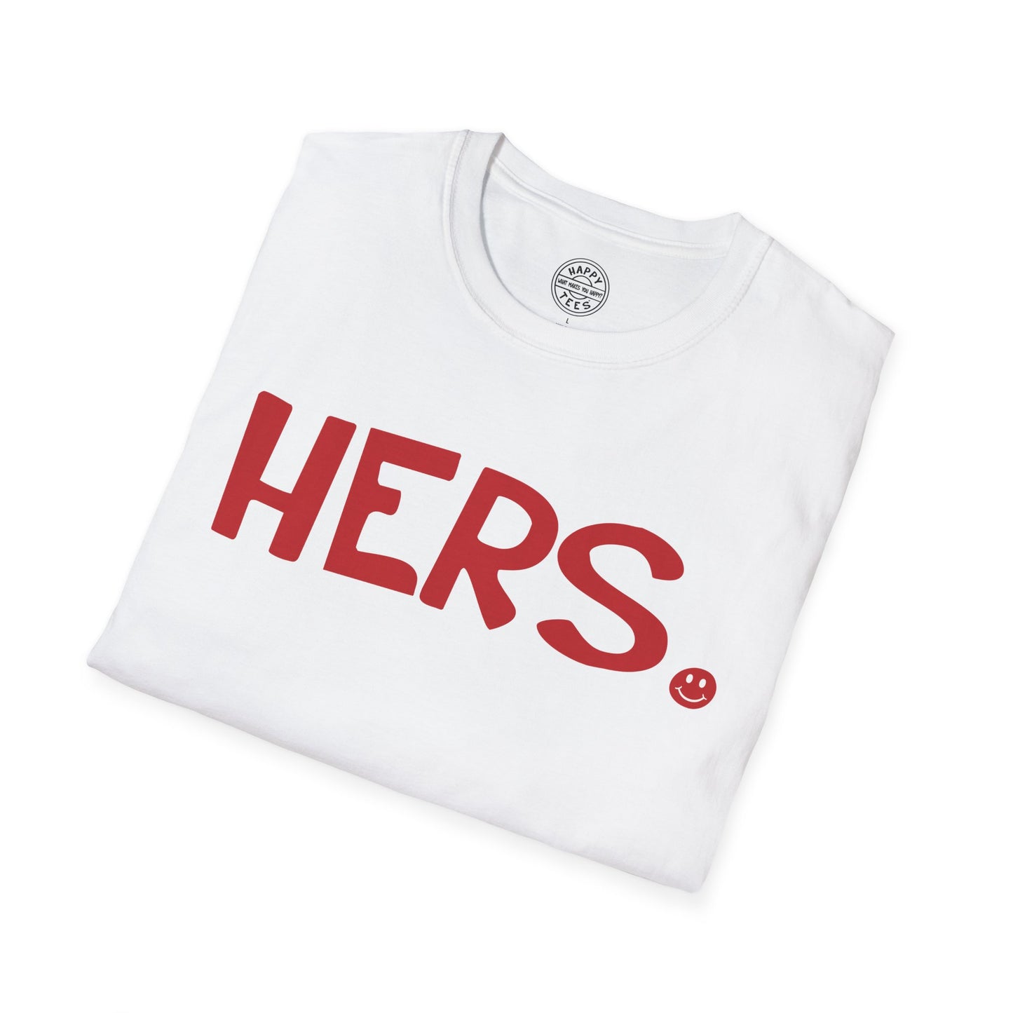 HERS Happy Tee (White tee with red graphic)  T-Shirt  HAPPY TEES® BRAND
