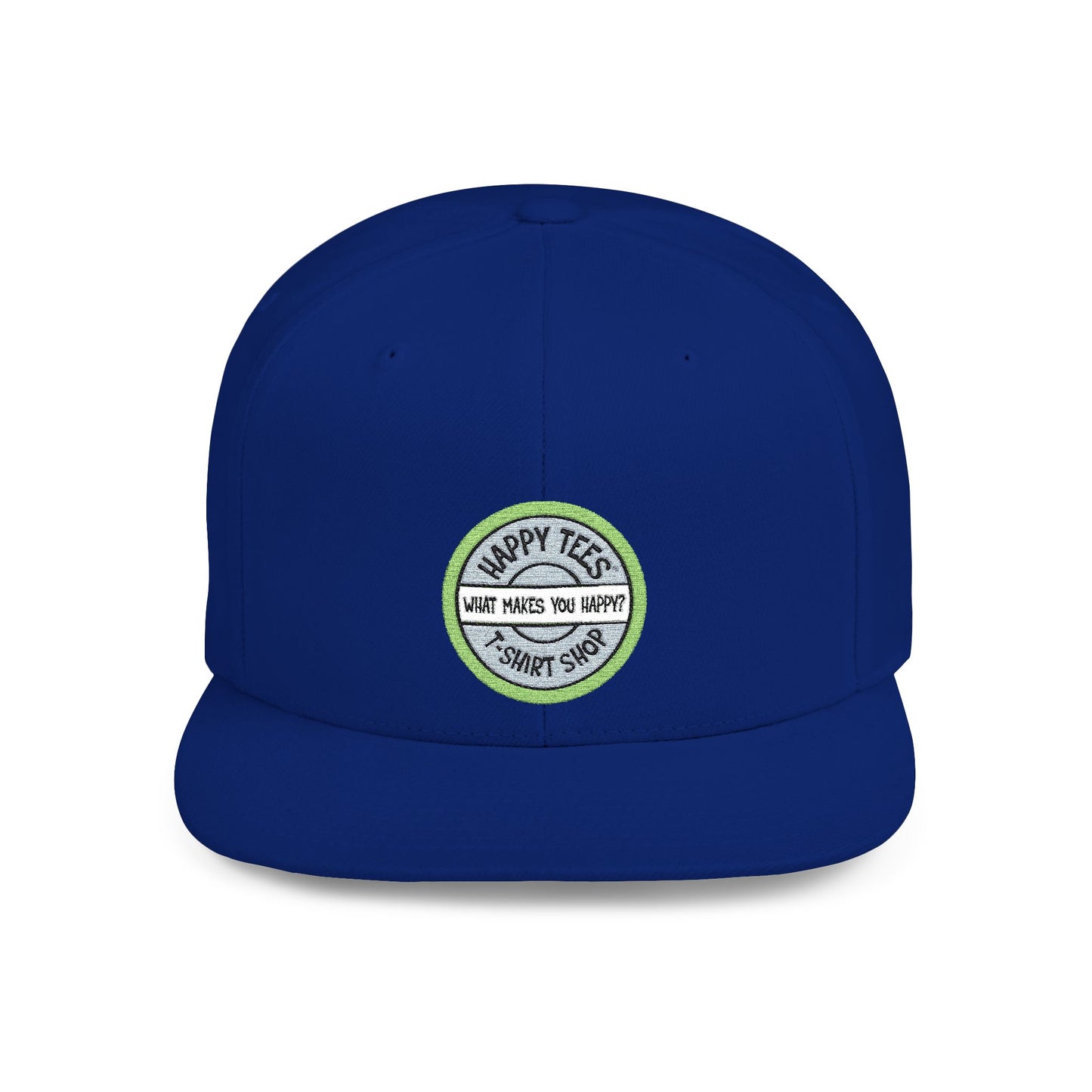 Happy Tees® Flat Bill Cap (Circular Logo T-Shirt Shop, Embroidery) - HAPPY TEES® BRAND