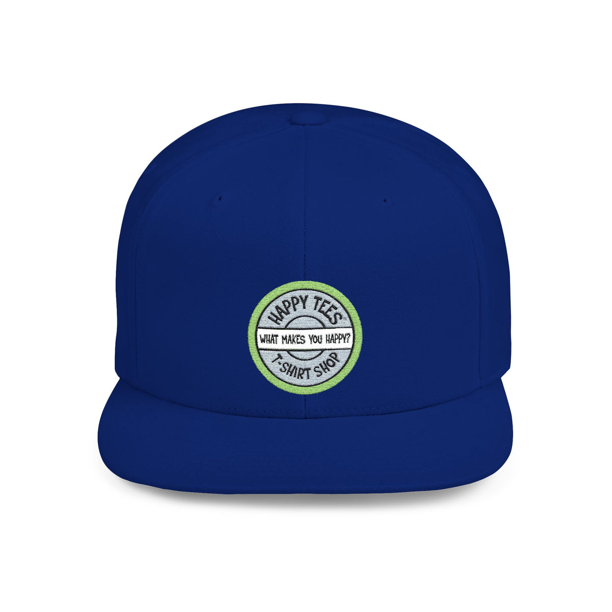Happy Tees® Flat Bill Cap (Circular Logo T-Shirt Shop, Embroidery) - HAPPY TEES® BRAND