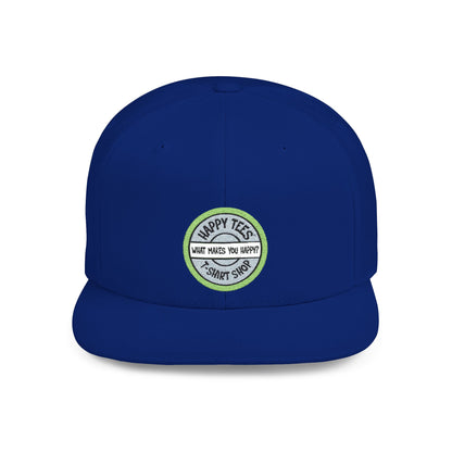 Happy Tees® Flat Bill Cap (Circular Logo T-Shirt Shop, Embroidery) - HAPPY TEES® BRAND
